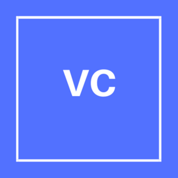 Simple logo with white letters “VC” centered in a white-bordered square on a solid blue background.
